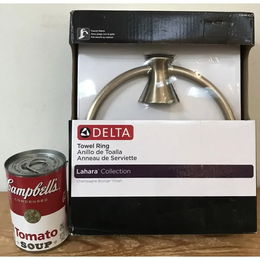 New Sealed Delta Lahara Collection Champagne Bronze Bathroom Hand Towel Ring